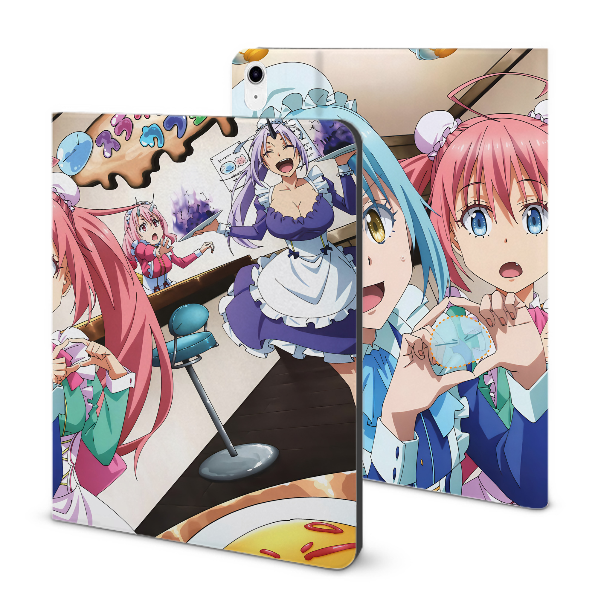 （画像用） 転スラ Regarding Reincarnated to Slime IPad ケース ブック型 PUレザー TPU 耐衝撃 軽量 薄型 ペン収納なし 全面保護 IPad 各モデル対応